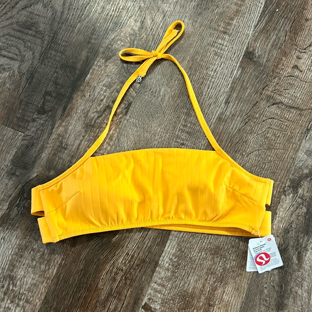 Lululemon Ribbed Halter Cross-Back Swim Top Sz 10